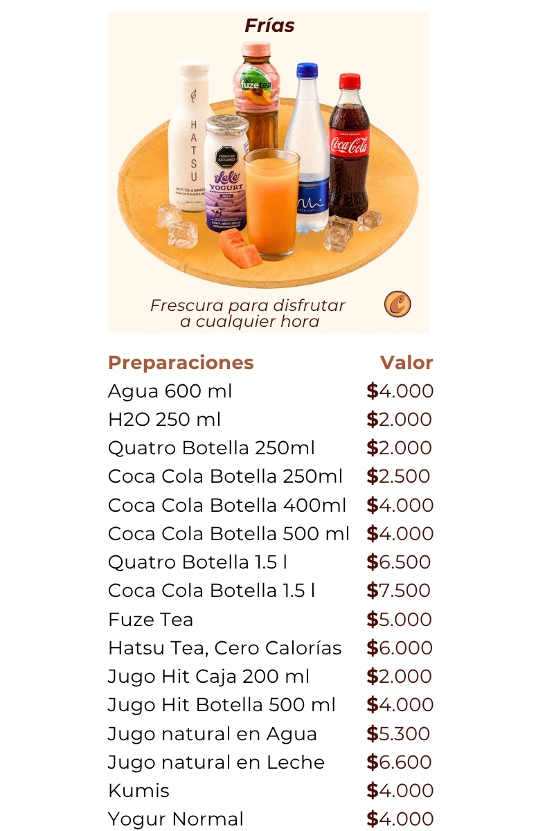 Catálogo Tortas Ponqués Postres Artesanales bebidasfrias carta