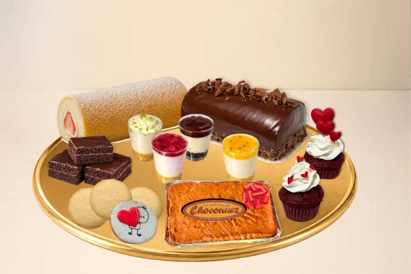 producto postres bandeja dorada Choconuez - Cajicá Chía Tabio Sabana de Bogotá